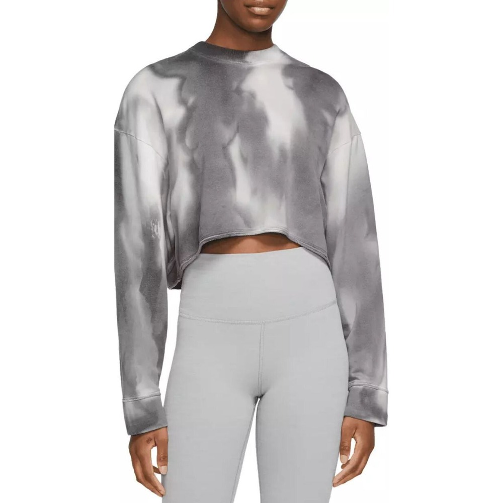 Nike Yoga Sweatshirt Womens XL Oversized Fit Grey Tie Dye DV9185-010 New